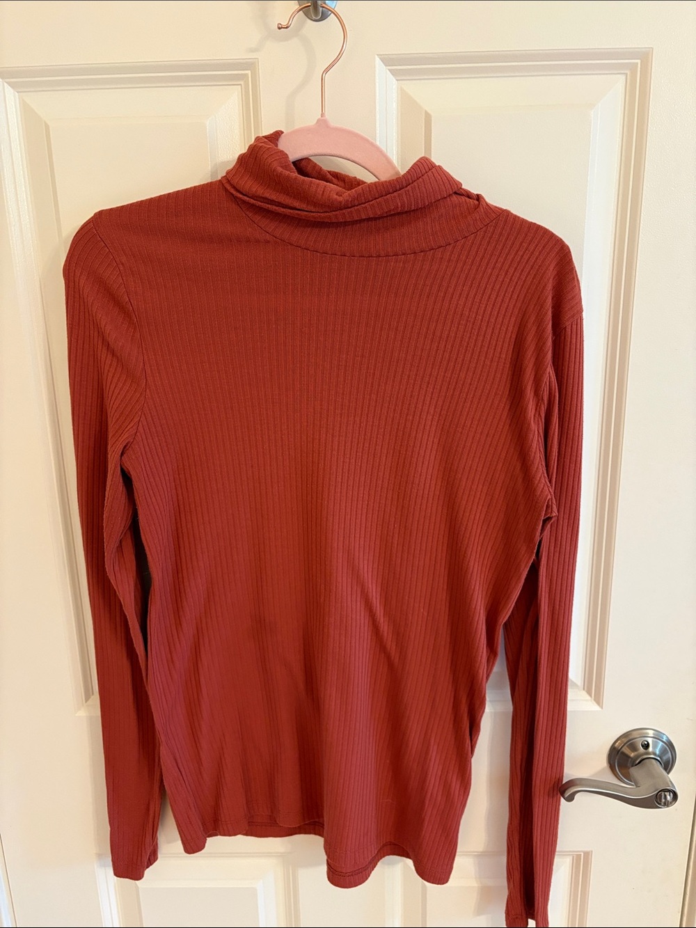 Madewell Ribbed Long Sleeve Turtleneck Top — Rust